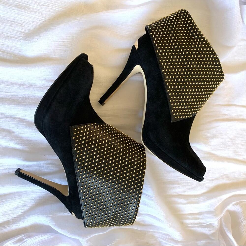 Michael Kors Black leather Studded Ankle Bootie